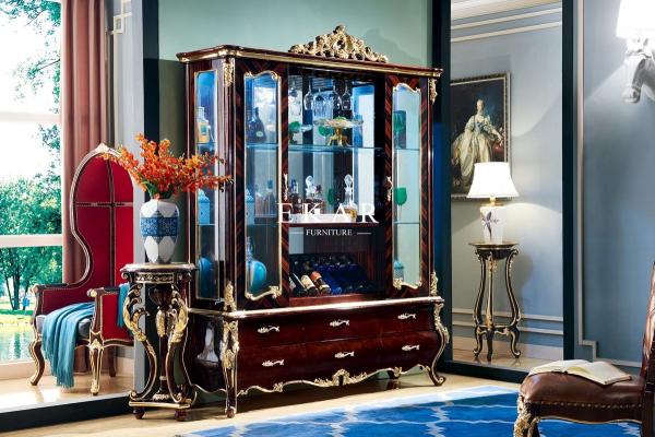 Antique Solid Wood Glass Cabinet With Drawer LF-501