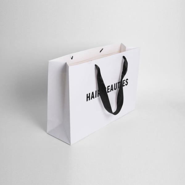 Artisanat Taille personnalisée Blanc Noir Luxe Cadeau Shopping Sac en papier de bijoux avec poignées
