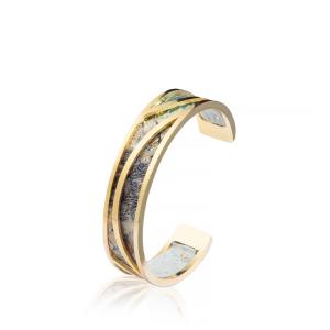 14k chapeou braceletes do punho para o couro real malogrado da crina do ouro