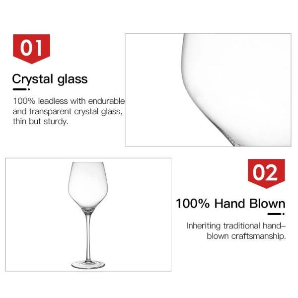 Cristal 16 Oz Ventosas de vino rojo Ventosas de vidrio rojo Bolas de boda