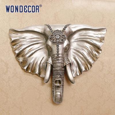 Elephant Head Decoration Metal Wall Art Sculpture Stainless Steel Modern