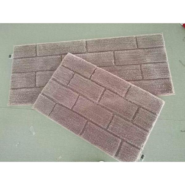 Bricks pattern plain color shaggy bath room mat