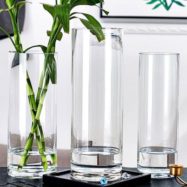 Thick Clear Glass Tall Glass Cylinder Vase for Modern Style Holiday Selection