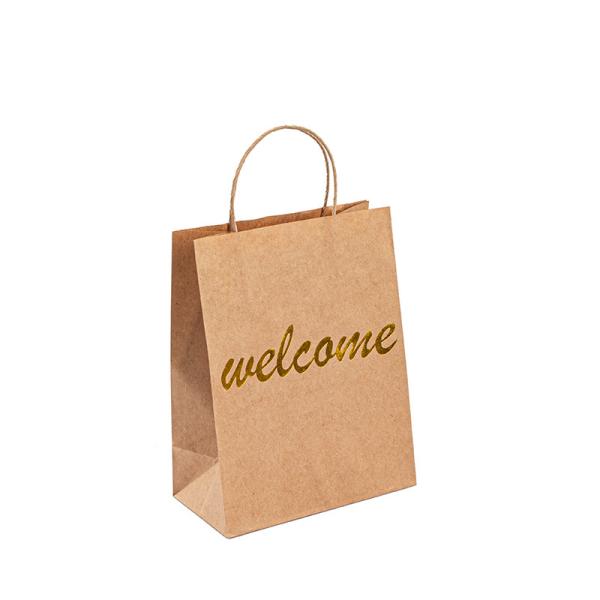 Customized Twisted Handle Kraft Paper Bags Eco Friendly With 10kg Carry Weight