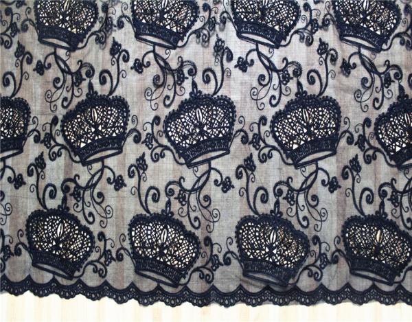 Apparel Accessories Mesh based Crown Style Embroidery Lace Fabric Crown in Different  Color