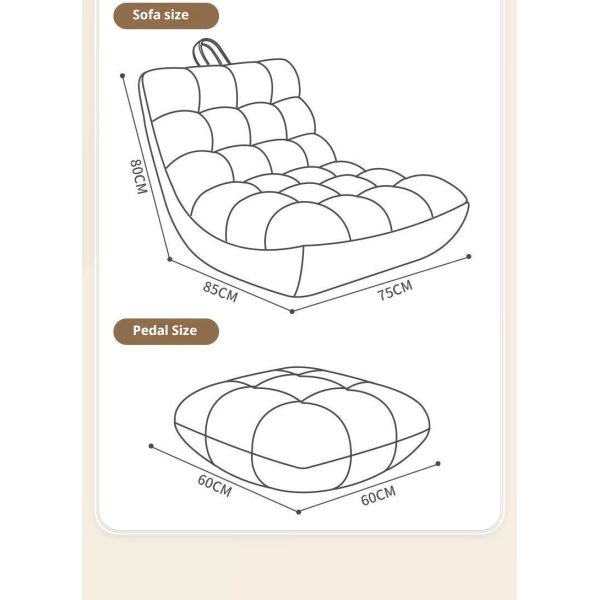 Modern Single Balcony Tatami Lounge Chair Lazy Leisure Bean Bag Sofa with Tech Fabric Modular Design for Living Room