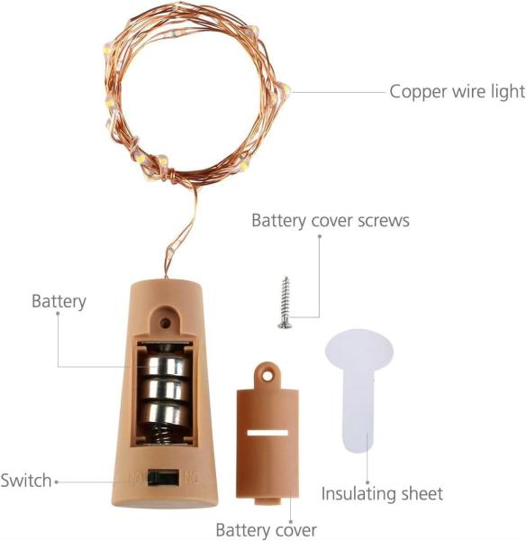 LoveNite Wine Bottle Lights with Cork, String Lights for DIY, Party, Decor, Christmas, Halloween,Wedding(Warm White)