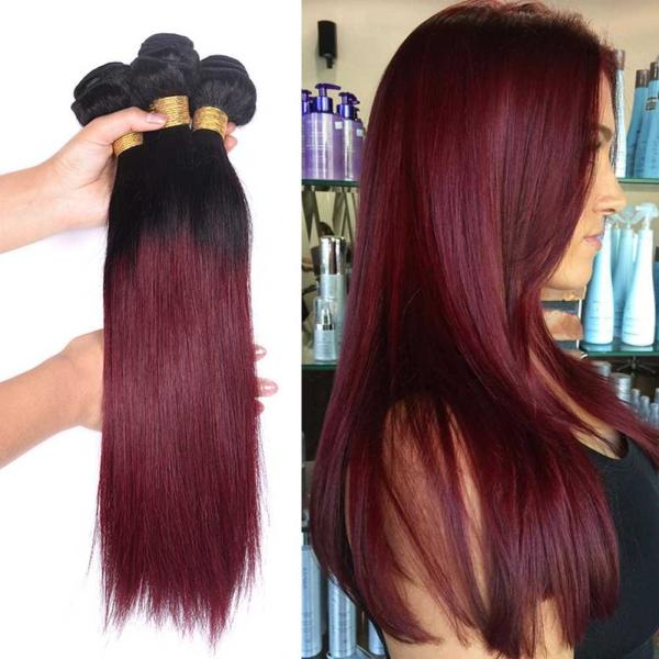 Ombre Brazilian Straight Hair 1B/99J Two Tone Human Hair Bundles