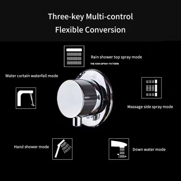 Modern Bathroom Designs Stainless Steel Waterfall Shower Panel System with LED Lights