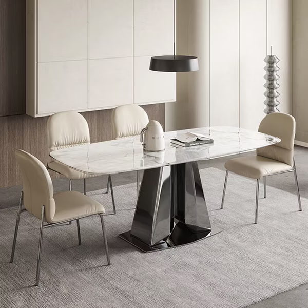 Hot Selling Dining Table with 8 Chairs 12mm Ceramic Marble Table Top Wholesale Modern Home Furniture Rectangle Dining Table Set