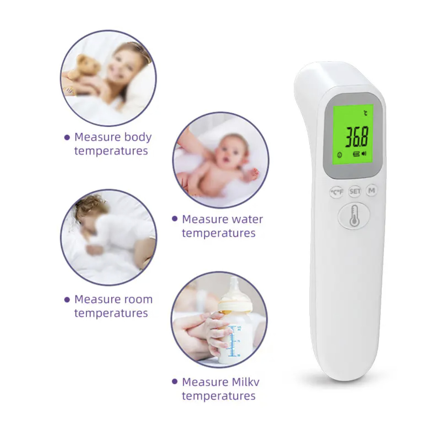 RoHS Certified Body Forehead Infrared Thermometer Non Contact OEM