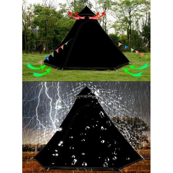 12'x10'x8'Tente de camping à dôme 5-6 personnes 4 saisons Tentes à double couche imperméables à l'eau et aux UV résistantes au vent Famille Camping en plein air