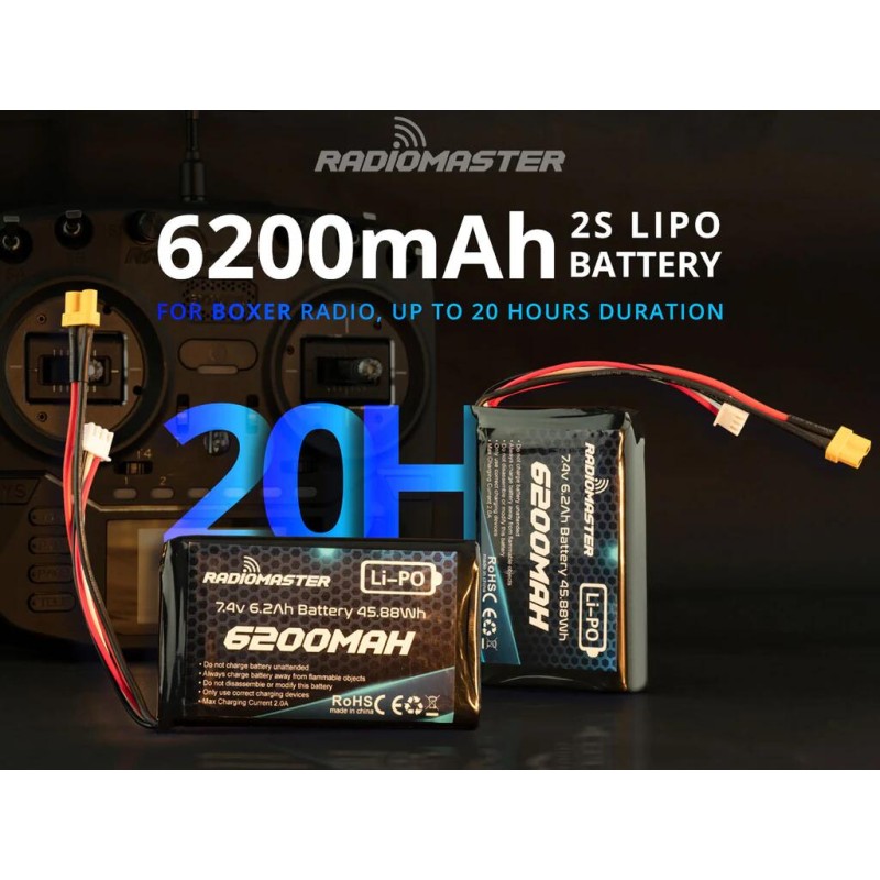 Radiomaster 2S 7.4V 6200mAh LiPo Transmitter Battery JST-XH XT30 Boxe/TX16S Universal Module Remote Controller FPV Racing Drone