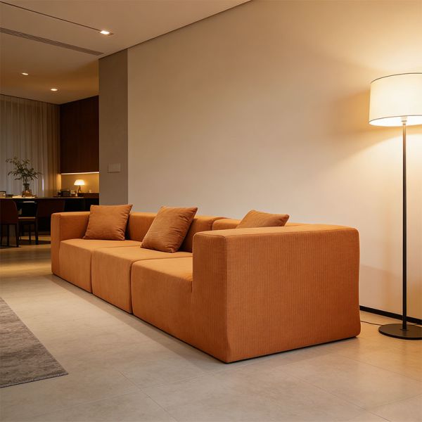 Vacuum Sealed Modular Office-Friendly Ottoman Matching Pillow Space-Saving Upholstered Custom Module Compressed Sofa