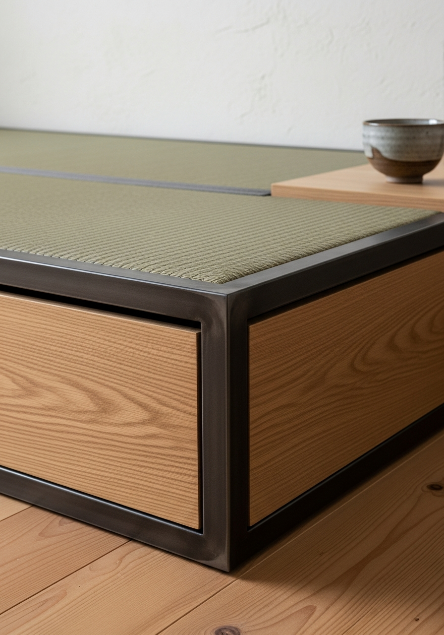 Low-Profile Japandi Tatami Platform Bed in 304 Stainless Steel
