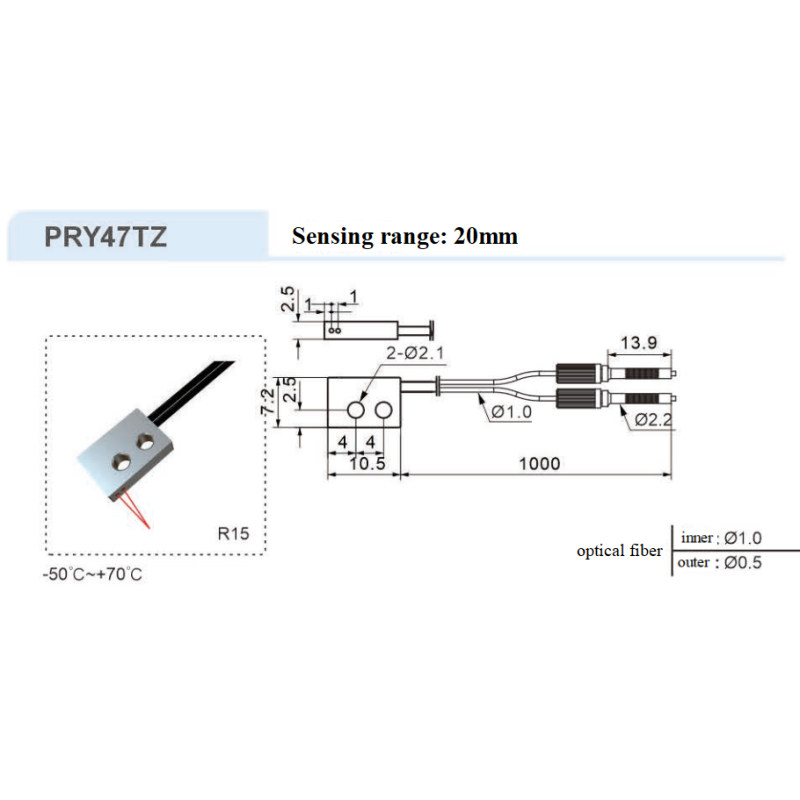 Reflective Optical Fiber Sensor Flat Plate Probe Fiber Optic Component
