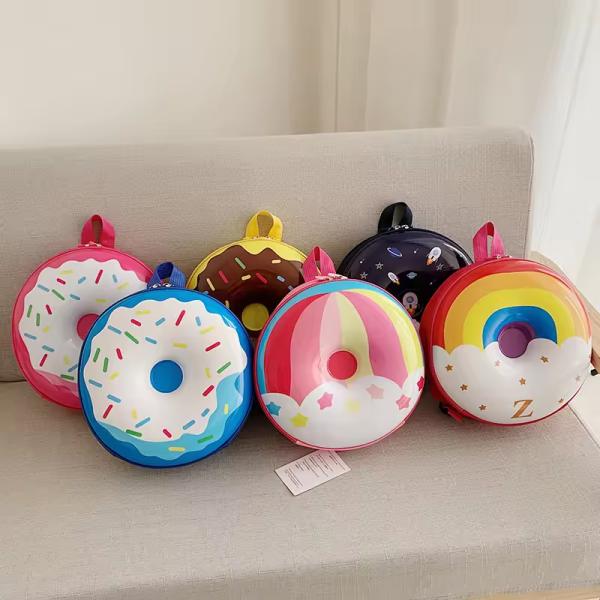 Novelty Cute Book Bag 2024 Cartoon Backpack Donuts Rubber Shell Schoolbag for Daily Life