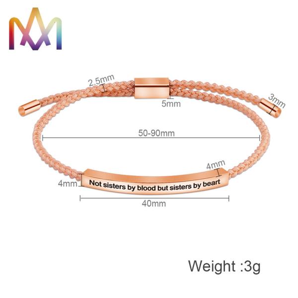 Engraved SS304 Woven Friendship Bracelet 50MM
