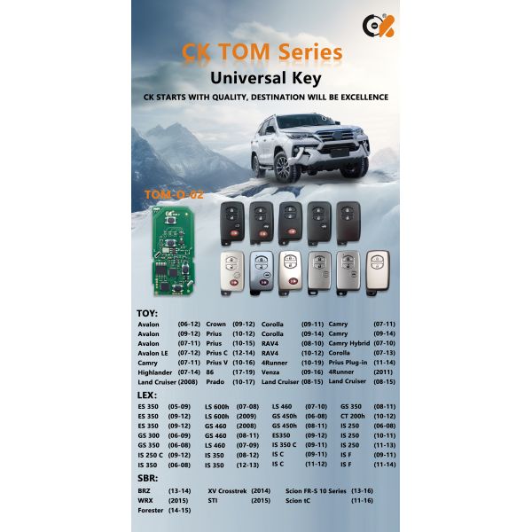 Ck Tom-2 (4 Buttons) Tom Series Universal Smart Car Key Board with 8A / 4D Chip (PCB board only)