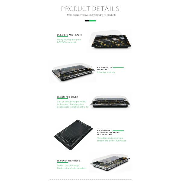 ODM Anti Slip PS Plastic Disposable Sushi Takeaway Tray