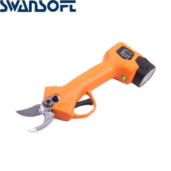 Swansoft 2.5CM Battery Orchard Pruner 16. 8V Cordless Strong Steel Blade Garden Trimmer Plant Secateurs with 2 batteries