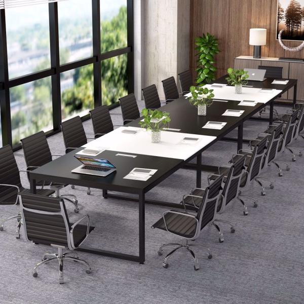 8ft Traditional Design Metal Meeting Room Table and Chairs Set for Small SOHO Office