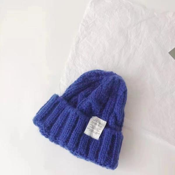 Customized Logo Solid Color Japanese Twist Knitted Hat for Autumn and Winter Students