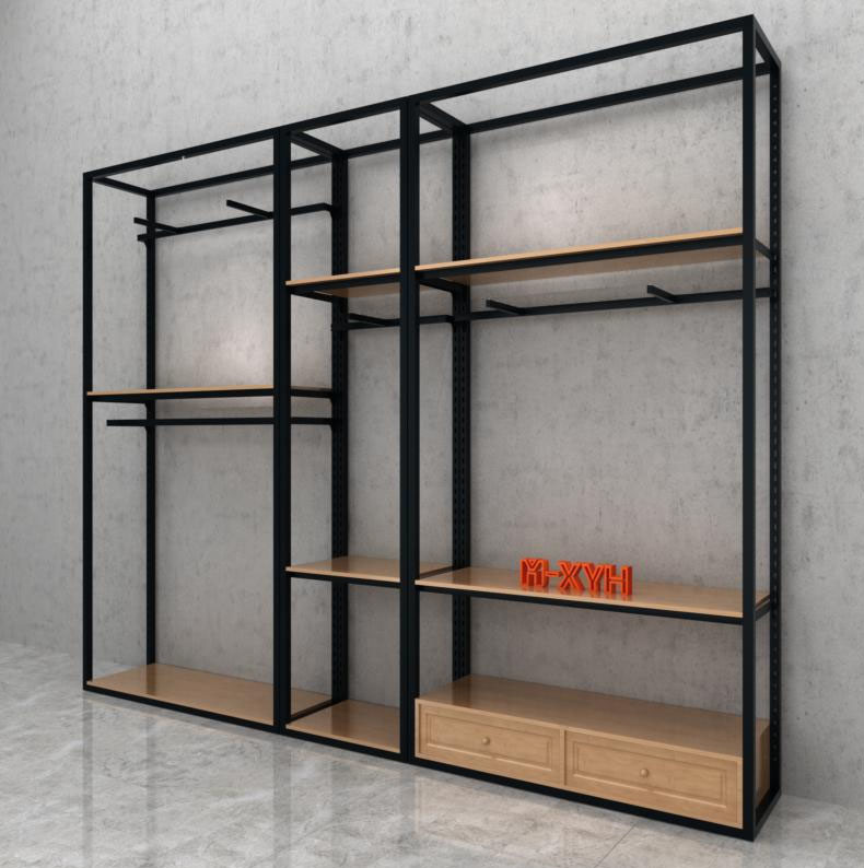 Modern 2 Tier Steel MDF Wardrobe Clothing Garment Rack for Retail Shops and Advertising
