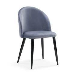 Breathable Blue Upholstered Dining Chair Luxury With Metal Legs