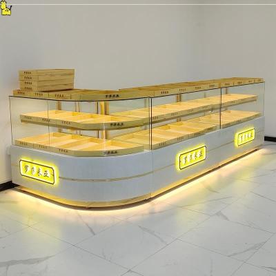 L Forma de Esquina Vidro Padaria Bolo Display Cabinet Vitrine Frigorífico