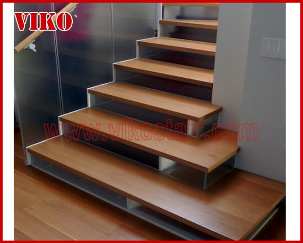 Double Steel Plate Staircase VK27S ,Stainless Steel,Power Coated,Wooden ，Beech Tread,Carbon Steel Stringer,