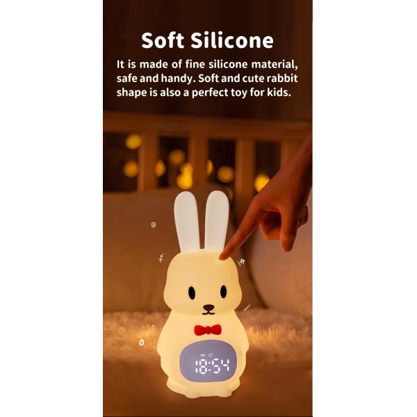 Lâmpada de mesa de silicone com alarme de luz noturna com ecrã LED digital e sono