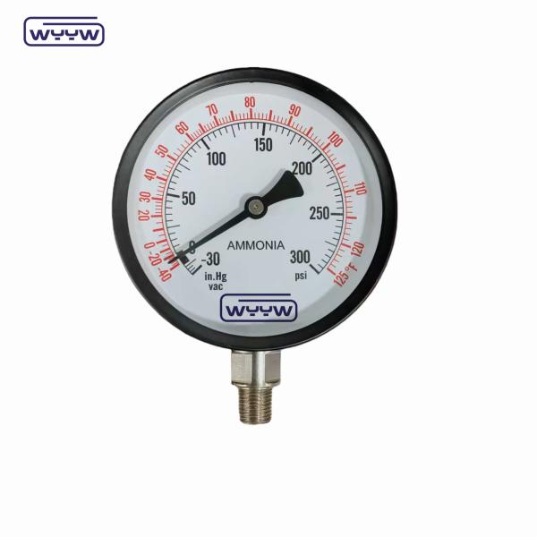 Ammonia Pressure Gauge with 100mm Dial Size and 1/4NPT Connection in Black Steel Case