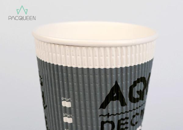 Leak Protection Sleeveless Ripple Paper Cups For Hot Drinks Eco Friendly