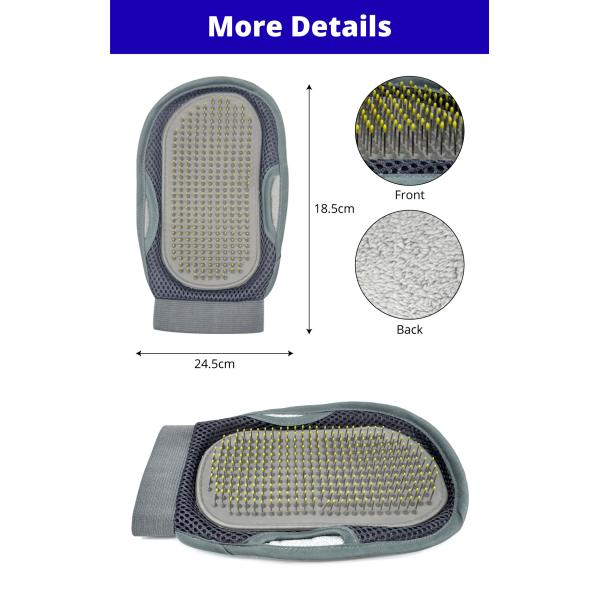 Guante de aseo para mascotas de doble cara para perros y gatos, manopla para eliminar el pelo, masaje y eliminación de pelo