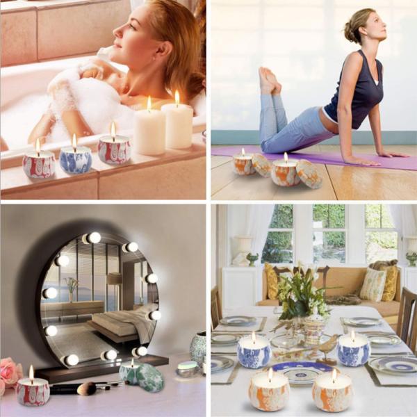 Vintage Pattern Small Scented Candles Tin Candle Jar With Soy Wax Scented Natural Plant Oil