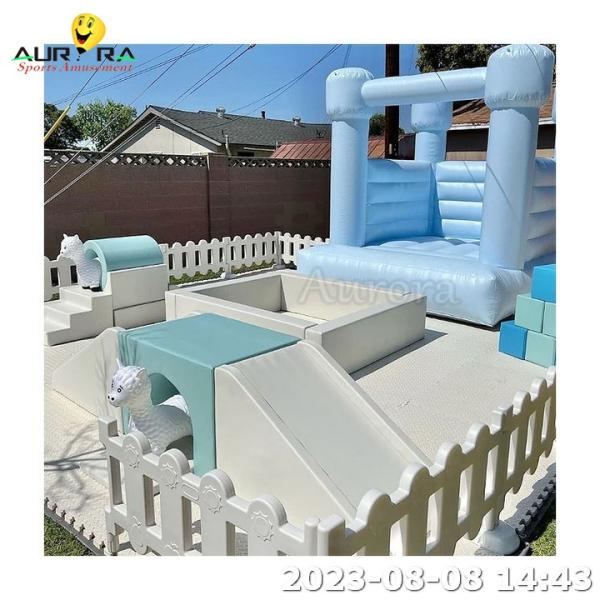 Beige White Inflatable Soft Play Equipment Set , Soft Play Climb And Slide Custom Design