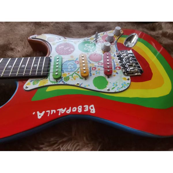 Custom Grand George Harrison Rocky Electric Guitar Accept Guitar and Bass with Colorful Pickups OEM