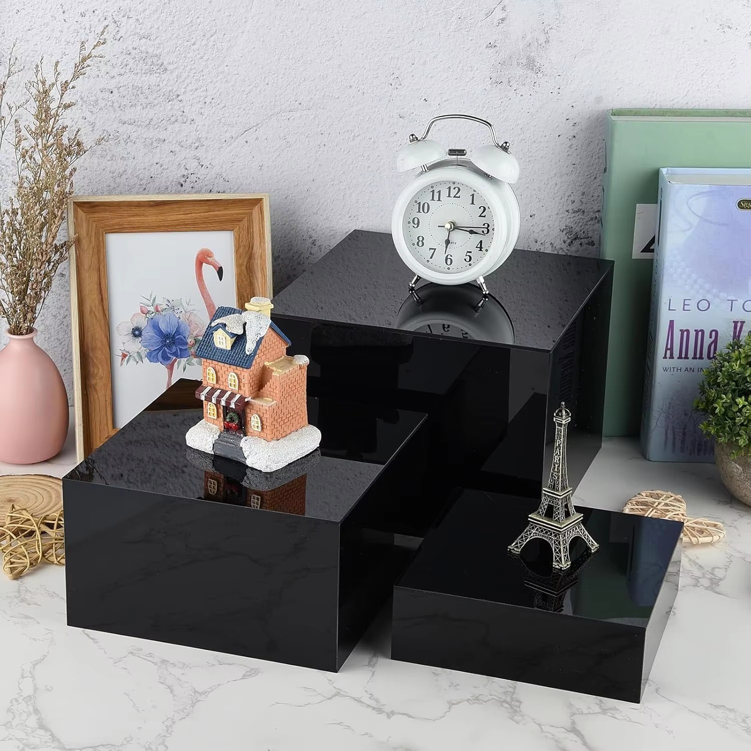 Five Sided Plexiglass Cube Display Case Hollow Bottoms Nesting For Jewelry Collectibles