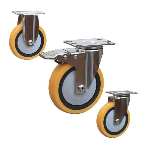 125mm pp pivotent des roues de roulette d'acier inoxydable de plat