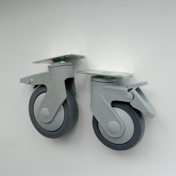 Foot Brake Medical Caster Wheels Durable 2 Inch Black Stem Length