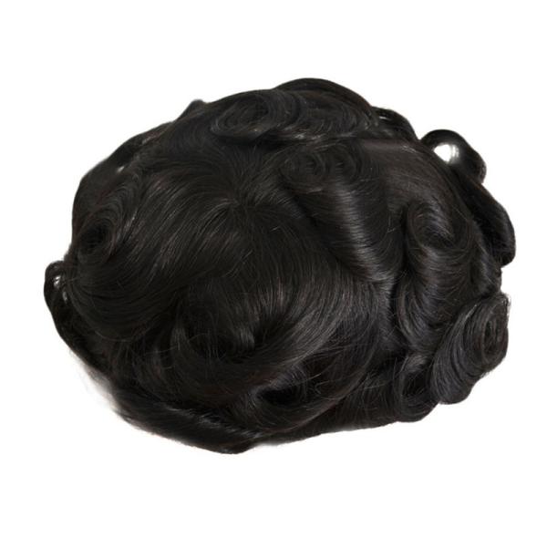 Full Hand Made Slicked Back Style Hairline 100% Human Hair Replacement Toupee for Men