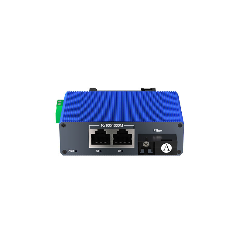 Industrial Mini Gigabit Fiber Ethernet Switch 1 Fiber 2 RJ45 Ports 1000Mbps