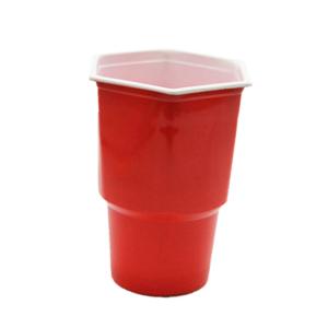 16 OZ PP Disposable Hexagonal Plastic Cups Red Cups Beer Pong PS Hexagon Pong