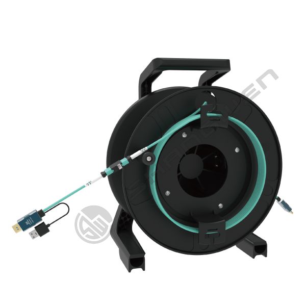 TPU Armored Jumper LC Detachable Armored 8K Fiber Optic HD MI 2.1 Active Optical Extension Cable  Drum for Media Servers