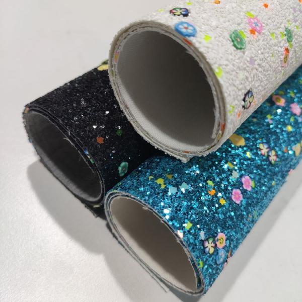 50m/Roll Polymer Clay Chunky Glitter Faux Leather Fabric
