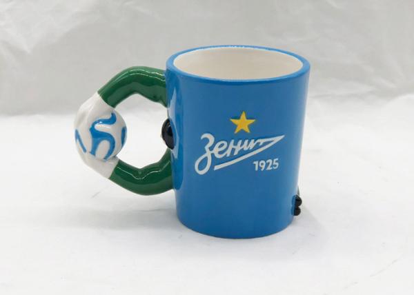 Unique 3D Ceramic Mug / Football Man Sports Coffee Mugs Semi Porcelain Material