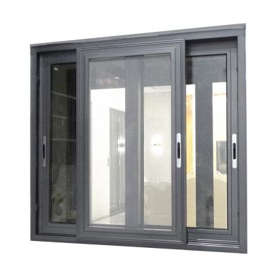 6mm Double Glazed Aluminium Sliding Windows For Kitchen Deep Anodized Surface