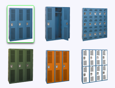 Perforated Athletic Heavy Duty Metal Storage Cabinet Lockers With Recessed Handle