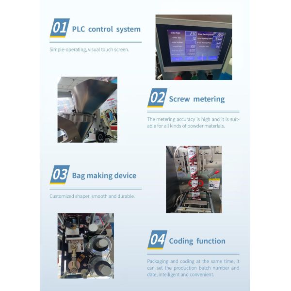 Hipac Fully Automatic High-efficiency Powder Packaging Machine with Labeling Function for Plastic and Paper Bags